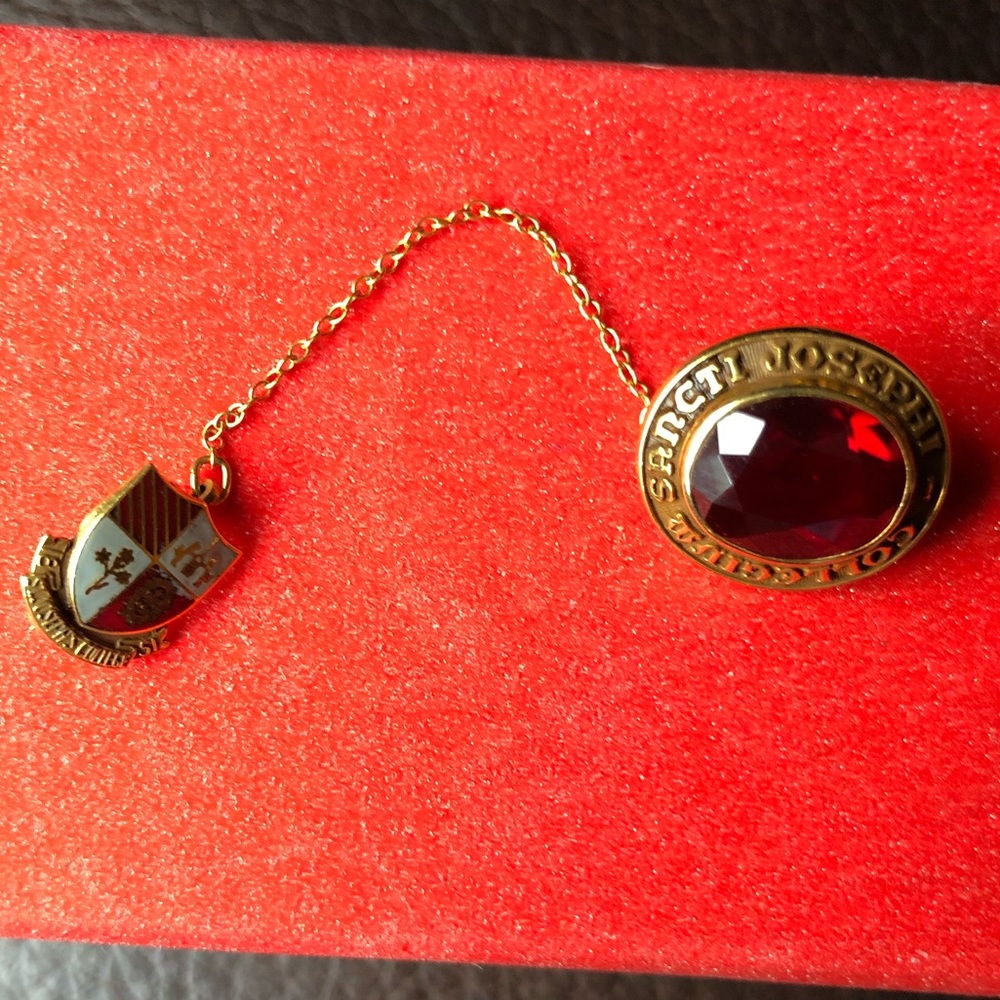10K Gold Collegiate Ruby Tin Pin. GORGEOUS